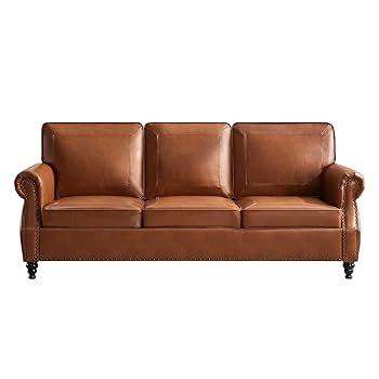Amazon.com: WILLOVE 79'' Faux Leather Sofa, Classic 3 Seater